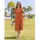 thumbnail image 4 of Vestido camisero HOTOUCH, casual, holgado, con botones, rojo ladrillo, 4 of 6