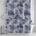 thumbnail image 3 of Forest Animal Shower Curtain for Bathroom Decor, Vintage Forest Zebra Giraffe Animal Blue Grey Waterproof Fabric Shower Curtain, 72"x78" Set with 12 Hooks, 3 of 9