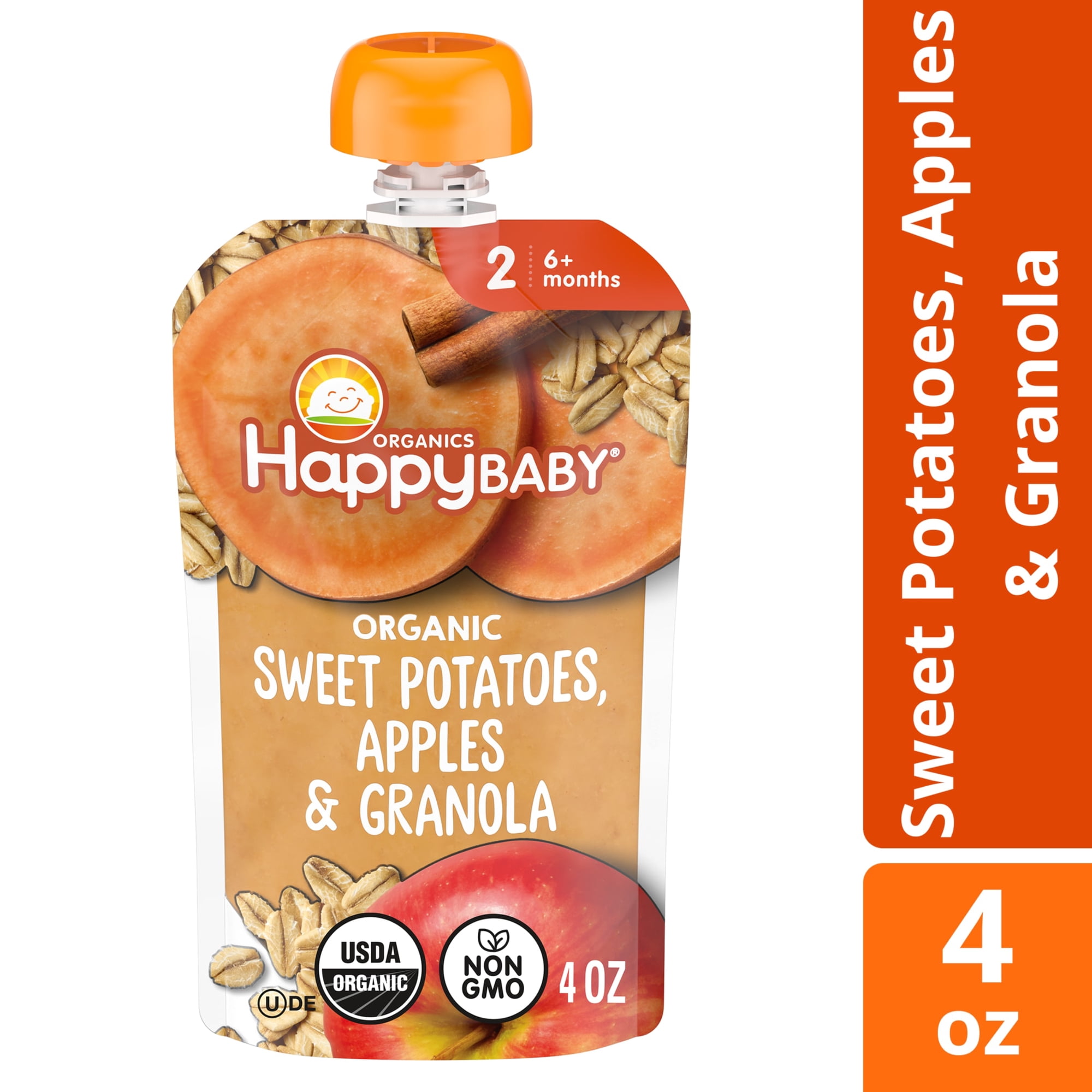 Happy Baby Clearly Crafted, Stage 2 Organic Baby Food, Apples Sweet Potato & Granola, 4 oz. Pouch