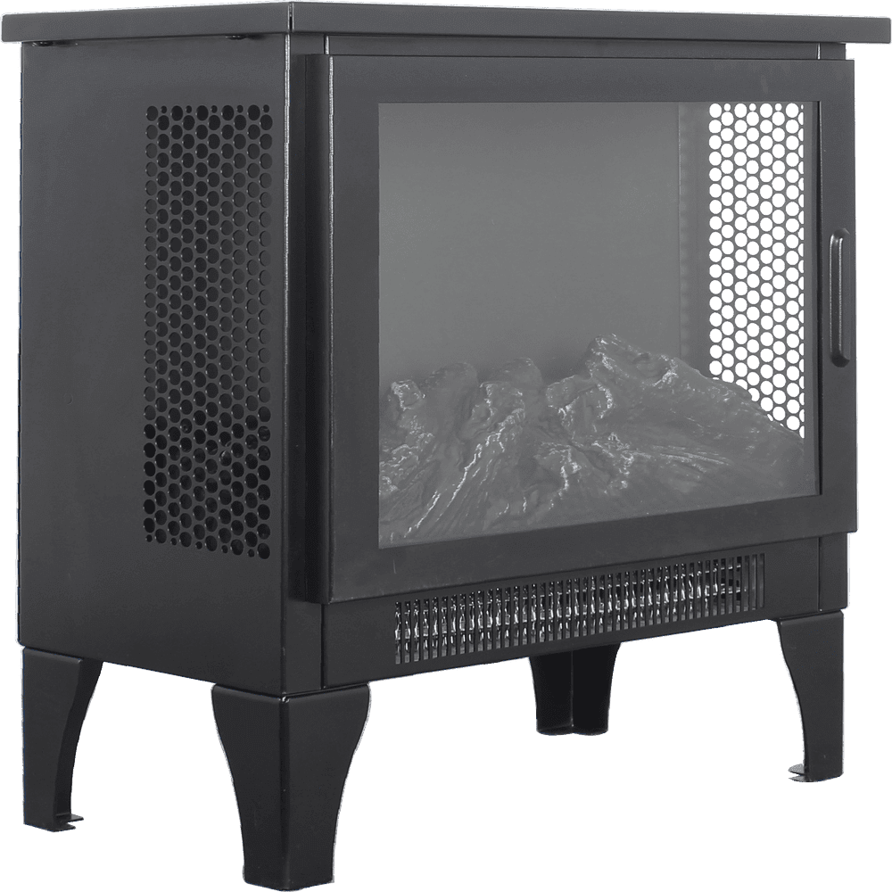 Topcobe 15" Freestanding Electric Fireplace Stove Heater with 3D Flame Effect, Infrared Fireplace Heater for Indoor, Fireplace Console for Living Room
