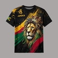 thumbnail image 2 of Bibifish Mens T-Shirt Jamaica Lion Print Crew Neck Short Sleeve Tshirts National Pride Themed Casual Wear Tee, 2 of 4