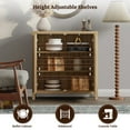 thumbnail image 5 of Surmoby 34.3" Rattan Sideboard Buffet Cabinet Set of 2, Boho Sideboard Storage Cabinet with Doors Farmhouse Kitchen Buffet Credenza, Liquor Cabinet Accent Cabinet,Light Oak, 5 of 6