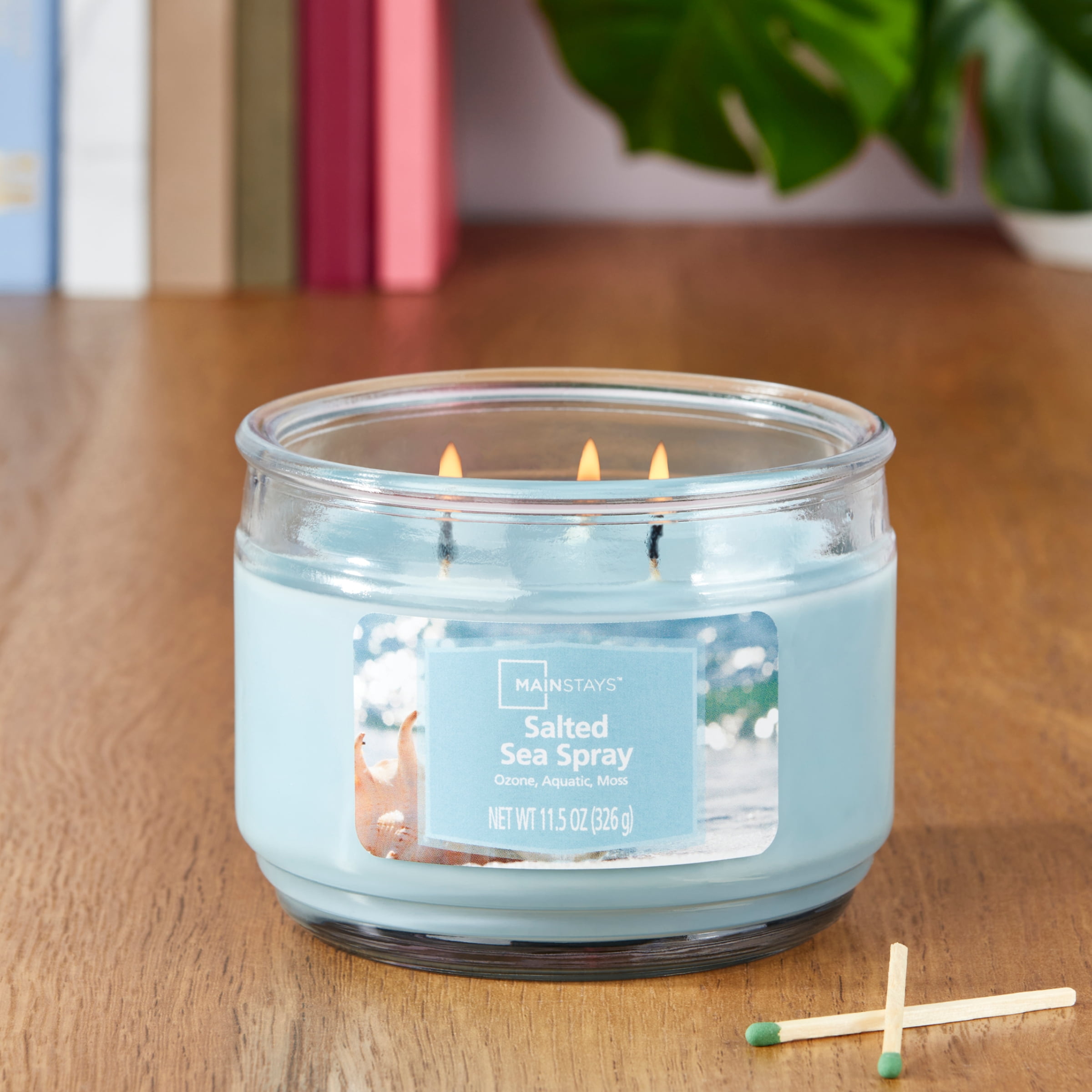 Mainstays 3-Wick Scented Glass Jar Candle, Salted Sea Spray, 11.5oz.