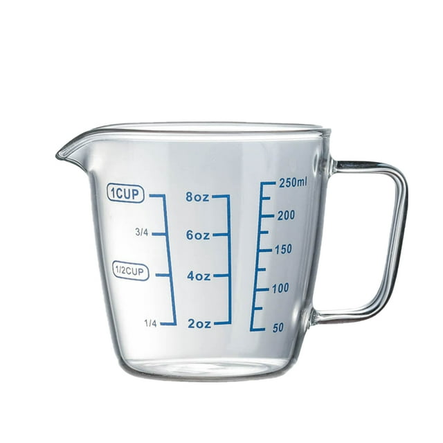 Vaso medidor de 250 ml de vidrio de borosilicato resistente al calor para cocina y restaurante.