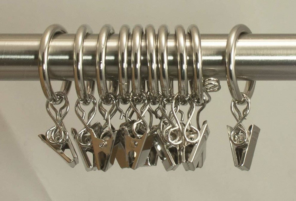 Urbanest 1 Metal Curtain Rings With Clips And Eyelets Brushed
