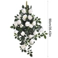 thumbnail image 3 of Guirnalda de rosas artificiales colgantes, arreglo floral artificial realista para decoración de pared, boda y jardín, rosas de tela realistas con hojas verdes naturales, flexible y maleable., 3 of 6