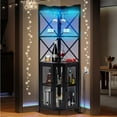 thumbnail image 2 of MELLCOM Industrial Corner Bar Cabinet, Home Bar, 5-Tiers Wine Bar Cabinet with LED Light and Glass Holder, for Dining Room, Living Room, Black, 2 of 7