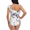 thumbnail image 5 of Sikiie Rabbit And Butterfly Print Women One Piece Swimsuits Tummy Control One Shoulder Bathing Suits Ruffle Swimwear, From S to XXL-Large, 5 of 6
