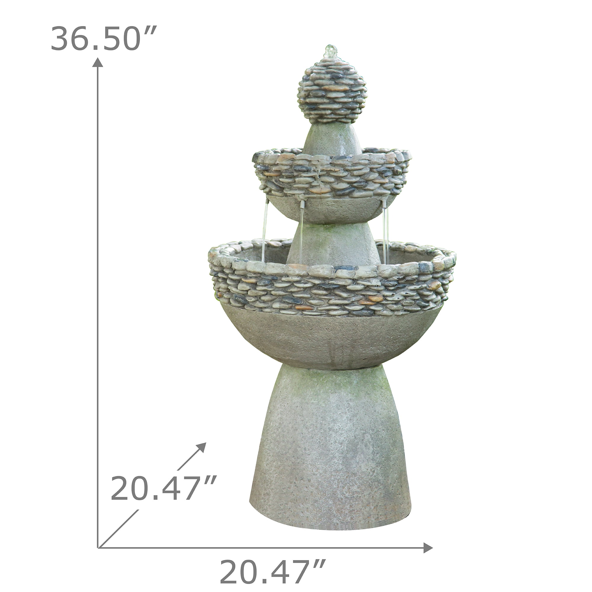 Teamson Home 3-Tier Zen Pedestal Outdoor Water Fountain with Pump