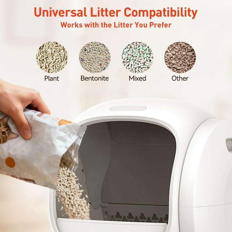 Osoeri 75L Smart Automatic Self-Cleaning Cat Litter Box, APP Control/Integrated Safety Protection,Gray