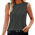 thumbnail image 2 of Fanxing Dark Gray High Neck Tank Tops for Women S Loose Fit Sleeveless Top Summer Clothes Front Pleated Camis （Women's S-2XL), 2 of 8