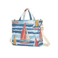 thumbnail image 7 of FORMRS Womens Corduroy Tote Bag Crossbody Shoulder Handbag with Pocket, Red Sailboats, 7 of 7