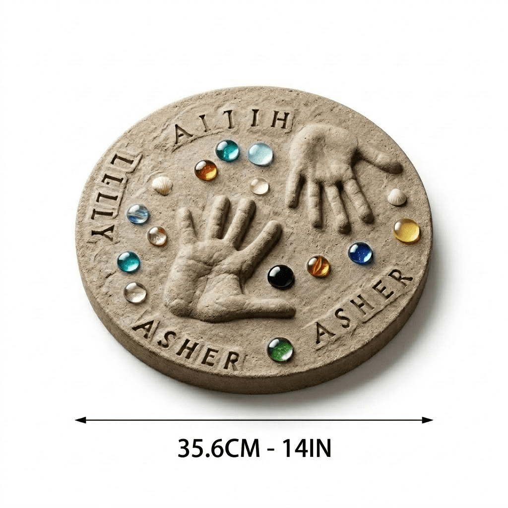 DIY Stepping Stone Kit for Kids - Personalized Handprint, Footprint & Pet Paw Keepsake Maker - All-in-One Cement Craft Mold Set with Gems for Garden Decor, Family Activities & Gifts