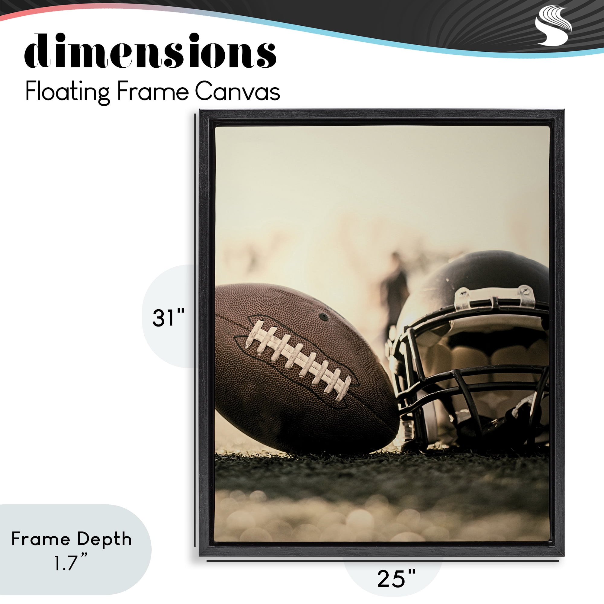 Stupell Industries Football Stand Alone Black Framed Floater Canvas Wall Art, design by Jesse Keith