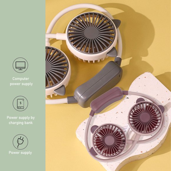 Ventilador de cuello portátil NikouMX carga USB doble cabeza
