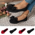 thumbnail image 1 of FRSASU Ballerines Classiques Mignonnes pour Femmes avec Nœud, Bout Rond, Confort Douillet Quotidien, Chaussures Plates à Enfiler, Rouge, 1 of 8
