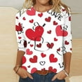 thumbnail image 1 of Fiudx Camisas para Mujer Blusa Holgada con Estampado de Pascua y Cuello Redondo Retro de Manga Tres Cuartos a La Moda para Mujer, 1 of 4