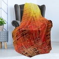 thumbnail image 4 of Burnt Orange Soft Flannel Fleece Throw Blanket, Modern Mosaic Art Texture with Small Frames and Lines Fall Illustration, Cozy Plush for Indoor and Outdoor Use, 50" x 60", Orange Yellow, by Ambesonne, 4 of 5