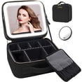 thumbnail image 1 of Travel Makeup Bag with Mirror of LED Lighted, Makeup Train Case with Adjustable Dividers, Makeup Case with Mirror and Detachable 10x Magnifying Mirror Black, 1 of 6