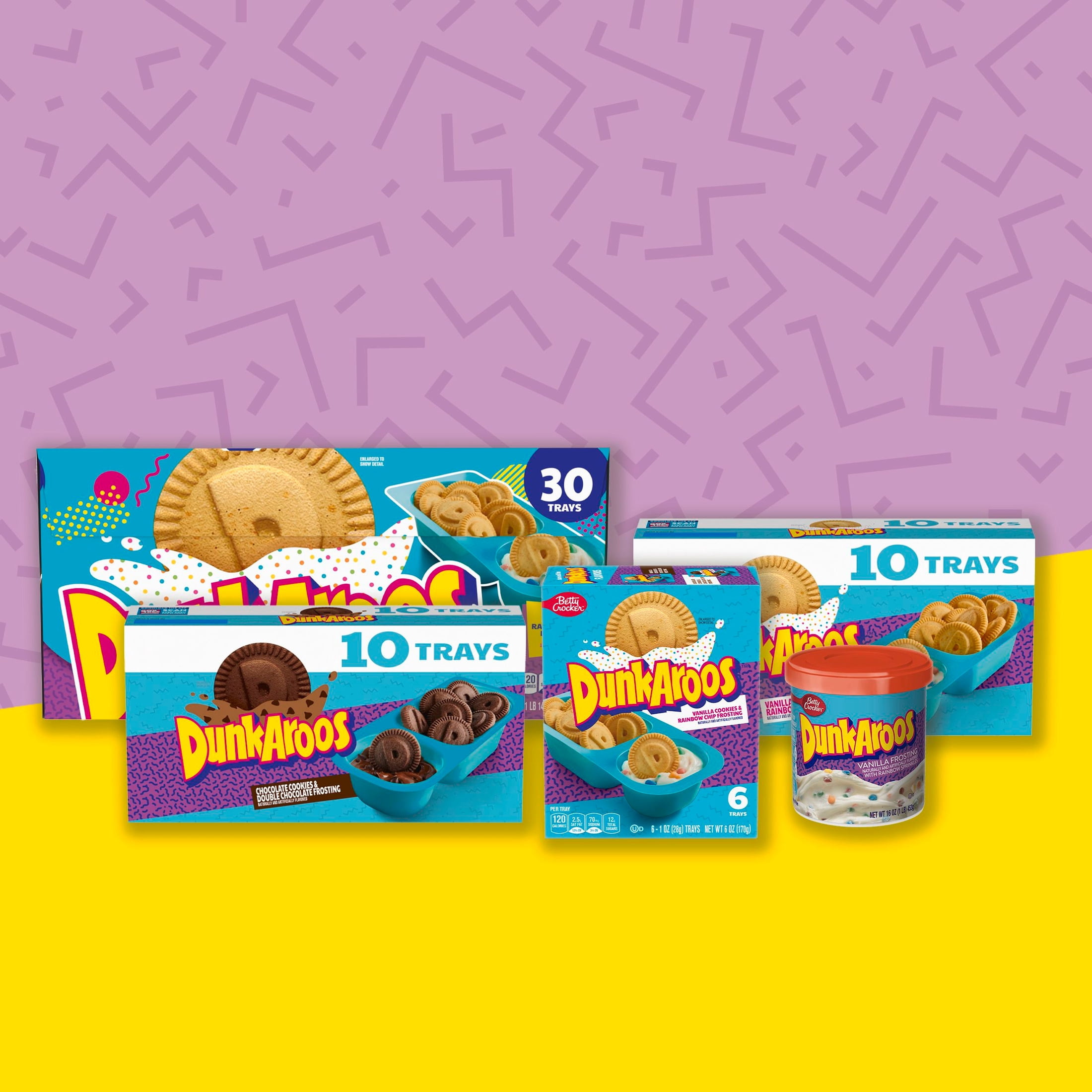 (4 pack) Dunkaroos Vanilla Cookies and Rainbow Chip Frosting, 10 Count, 10 oz
