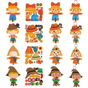 WhatSign Thanksgiving Crafts for Kids 24PCS Make a Scarecrow Face Stickers Scarecrow Crafts Stickers Make Your Own Sticker Ornaments for Autumn Fall Classroom Activities Thanksgiving Party Game Favors