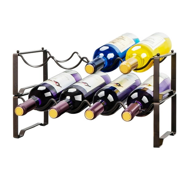 Auledio 2 Tier Countertop Wine Rack, Freestanding Stackable Wine Bottle