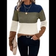 thumbnail image 1 of Suéteres de Bloque de Color para Mujer, Blusas de Larga con Cuello Alto, Suéter de Punto Holgado. Albaricoque L, 1 of 7