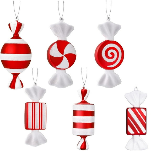 Yhmxh Christmas Candy Ornaments Red White Hanging Cane Candy Ornaments Peppermint Christmas Tree Decoration DIY Xmas Lollipop Plastic Ornament for Holiday Xmas Tree Wedding Party Decor