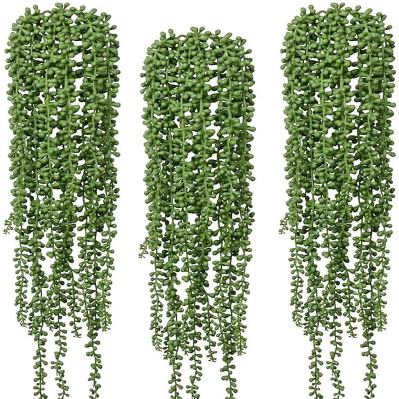 3pcs Artificial String of Pearls Plant Fake String of Pearls Faux Fake Hanging Succulents Plants