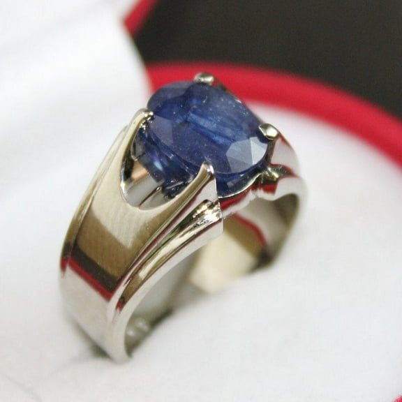 Natural Unheated Blue Sapphire Neelam Stone Elegant Style Ring for Men and Women in 925 Sterling Silver Birhstone Gift