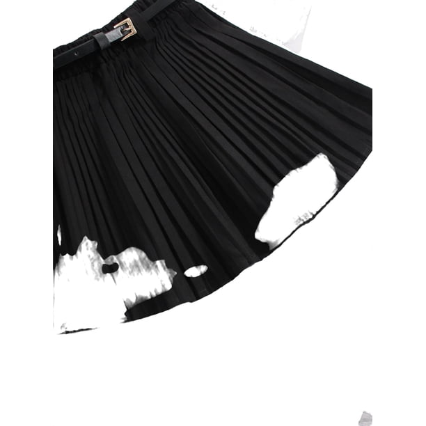 Casual Plain Pleated Black Toddler Girls Skirts (Girl's)