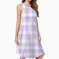 thumbnail image 2 of Lavender Gingham Casual Sleeveless Loose Sundress Dress For Women Summer Dress Daily Woman, 2 of 4