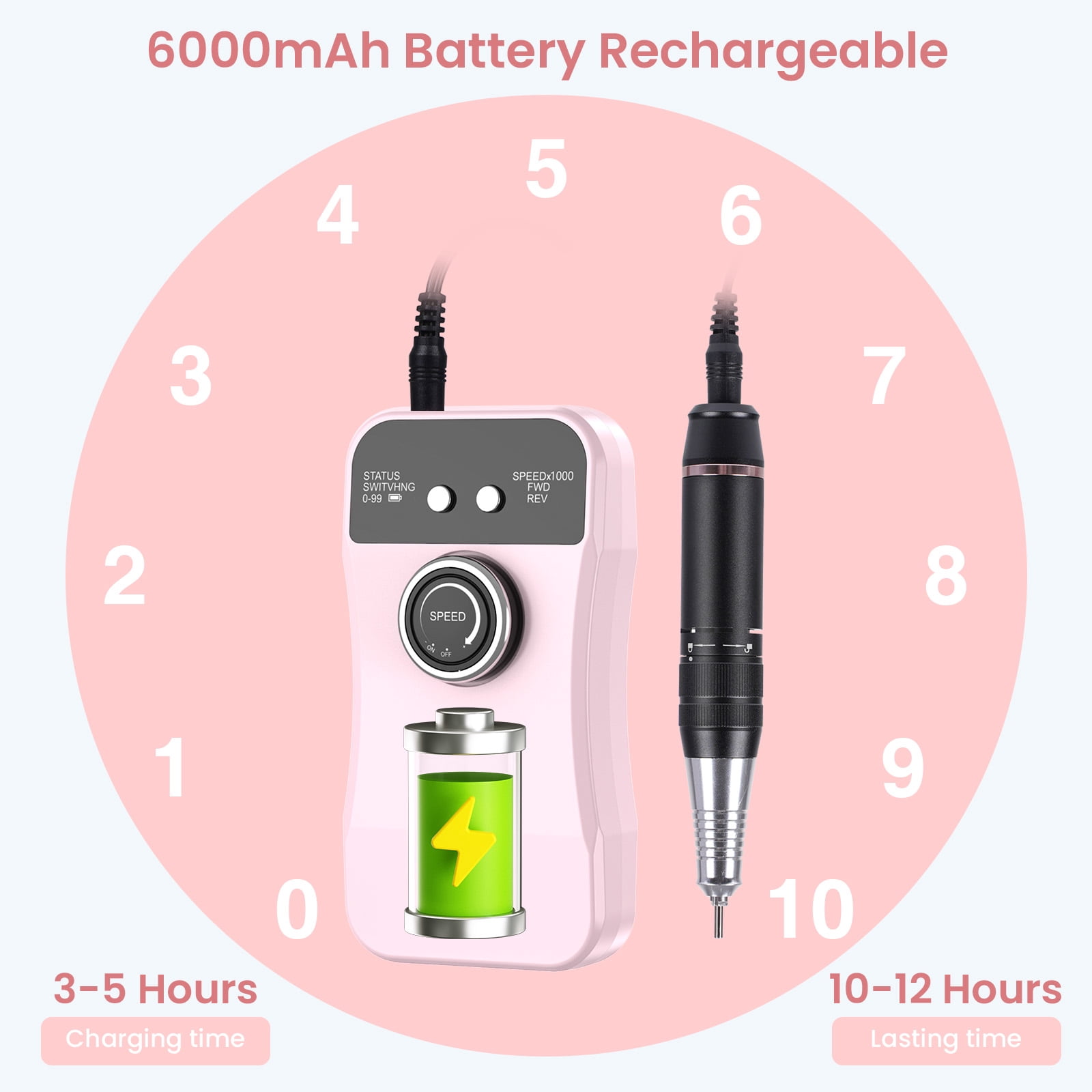 NEXPURE Portable Nail Drill Professional 35000 RPM for Acrylic Nails Gel Polishing Removing