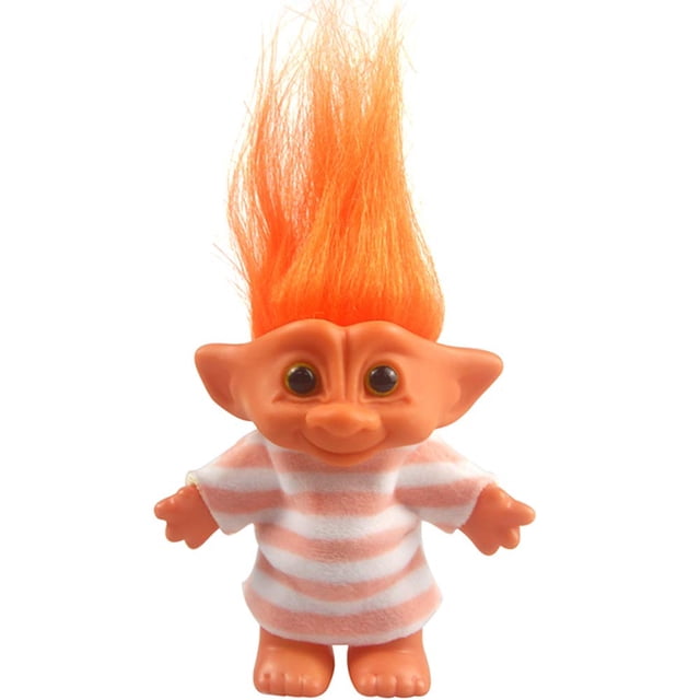 Lucky Troll Dolls,Vintage Troll Dolls Chromatic Adorable for Collections, School Project, Arts and Crafts, Party Favors - 7.5 Tall Orange(Include The Length of Hair)
