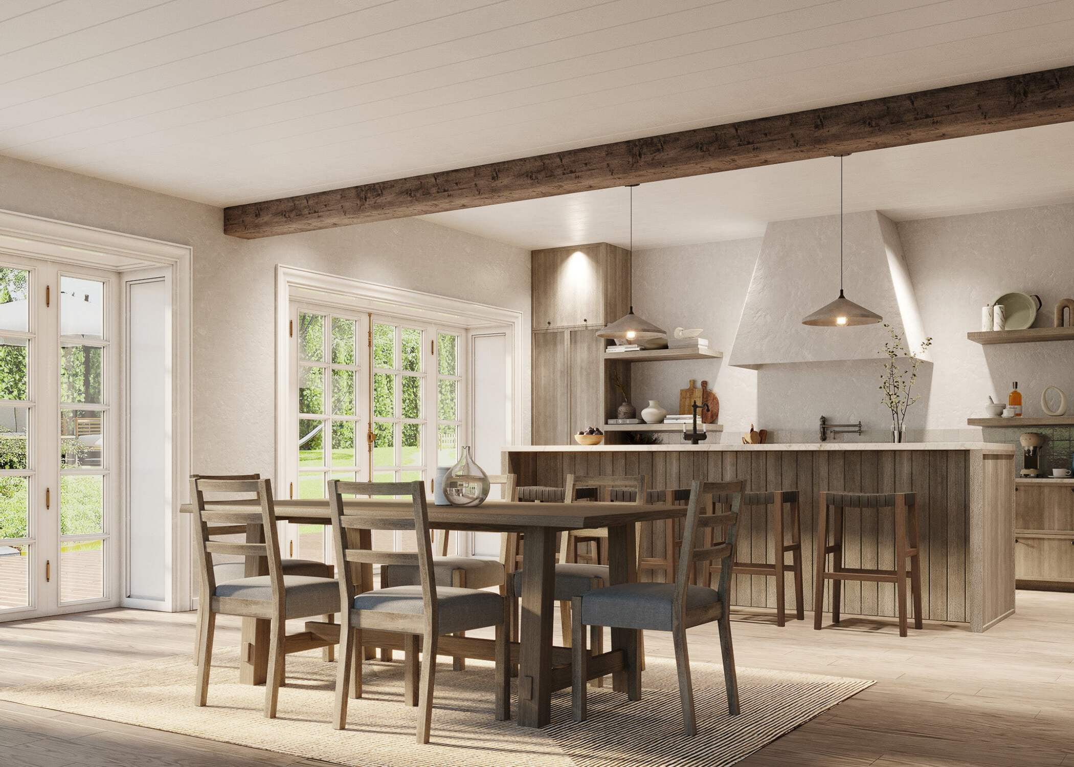 Maven Lane Yves Contemporary Rectangle Wooden Dining Center Table for Modern Kitchen or Small Dinette in Rustic Weathered Natural Finish