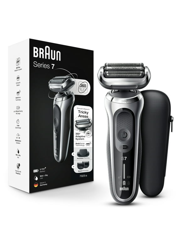 Braun Series 7 7025s Flex Rechargeable Wet Dry Men's Electric Shaver with Beard Trimmer