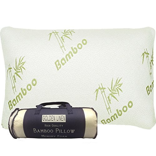 Queen Bamboo Pillow Memory Foam Stay Cool Removable Cover with Zipper Hotel Quality