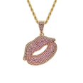 thumbnail image 1 of Collar de con colgante de labio caliente chapado en dieciocho , circonita cúbica, joyería colgante de Navidad, gargantilla de Navidad, dorado Salvador Collar largo colgante, 1 of 10