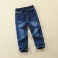 thumbnail image 2 of Kids Clothes Boys 6-7 Toddler Boys Jeans Loose Fit Elastic Waistband Black Straight Leg Baggy Denim Pants with Five Pockets Drawstring, 2 of 9