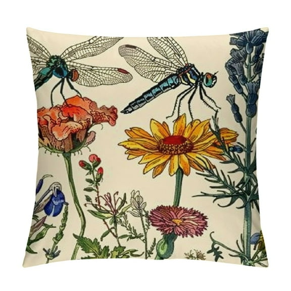 Creowell Outdoor Floral Pillow Covers , Lumbar Couch Sofa Flower Pillow Case, Spring Summer Cushion Case Cushion Covers for Holiday Home Seasonal Summer Decoration 12x12in