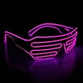 thumbnail image 3 of Light Up Flashing Shutter Neon Rave Glasses El Wire LED Sunglasses Voice Activated Glow DJ Costumes for 80s, EDM, Party, 3 of 5