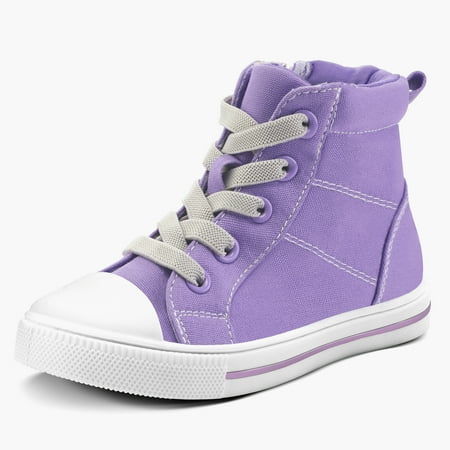 Kushyshoo Kids Canvas Sneakers Purple High-Top Children Walking Shoes 13M