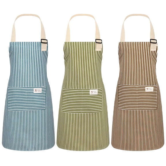AOWOO 3 Pack Adjustable Aprons for Women with Pockets Soft Cotton Aprons for Cooking Stain-Resistant Stylish and Practical for Cooking Baking Grilling