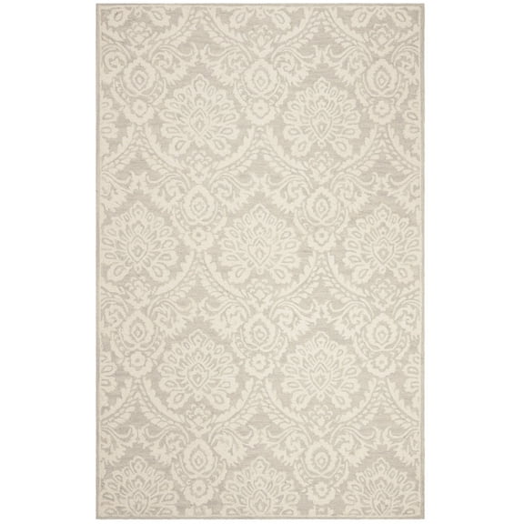 SAFAVIEH Blossom Travis Damask Wool Area Rug, Silver/Ivory, 5' x 8'