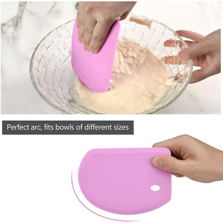 Silicone Bowl Scraper Flexible Curved Edge (5.98×4.3), Food Grade Bench  Dough Scraper for Baking Sourdough Bread, Cake, Fondant Icing, Heat
