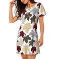 thumbnail image 2 of Vsdgher Chemise de Nuit à Manches Courtes pour Femmes à Motif de Feuilles d'Érable Col Rond Mignonne Robe de Nuit à Volants Confortable, 2 of 6