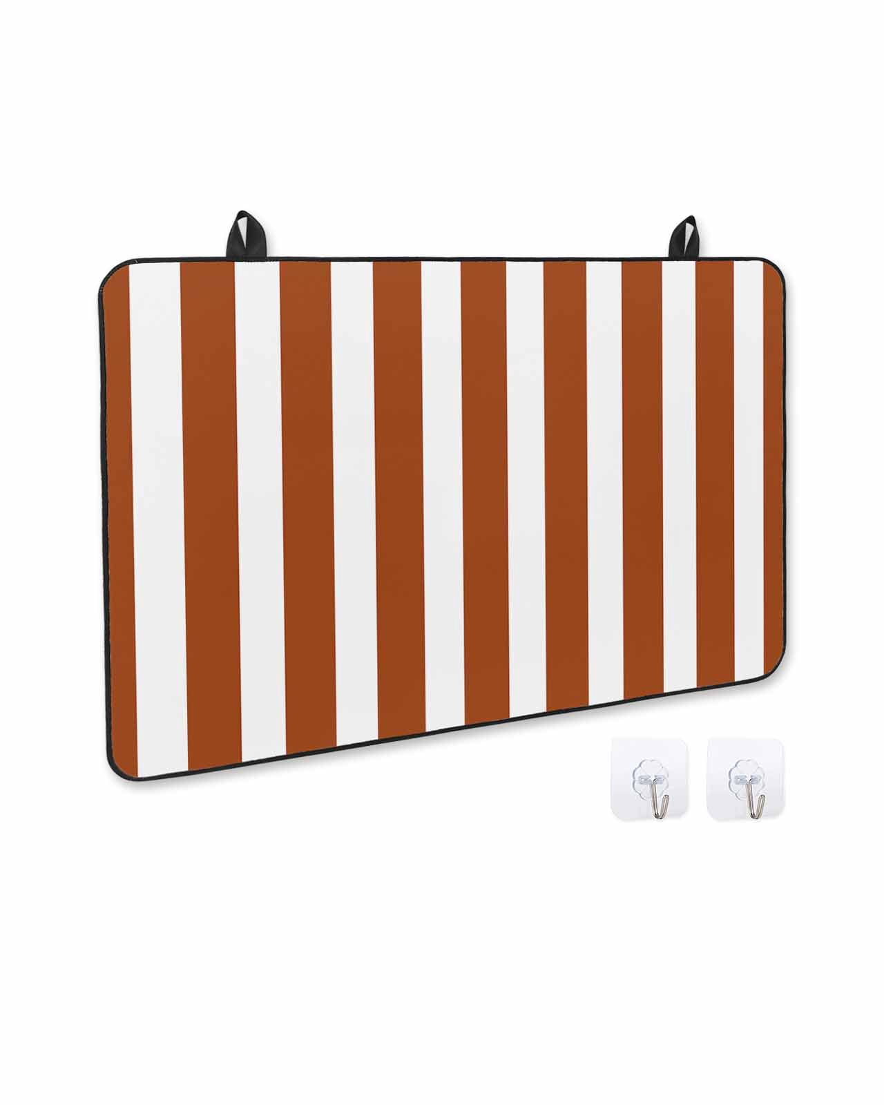 nqOlkjepod Large Induction Cooktop Protector Mat 24"x21", Burnt Orange Stripes Stove Top Covers for Electric Stove, Farmhouse White Simple Vertical Striped Stove Burner Cover Mats Stove Cover