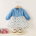 thumbnail image 2 of GigrtiJin 6-24 Months Newborn Baby Tulle Dress Ruffle Long Sleeve Doll Collar Button Polk Dot Printed Lace Dress For Infant Girls, 2 of 7