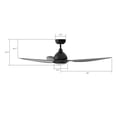 thumbnail image 6 of 52" 3 Blades Black Ceiling Fan with Remote and LED 10 Speeds Reverse Airflow, 6 of 7