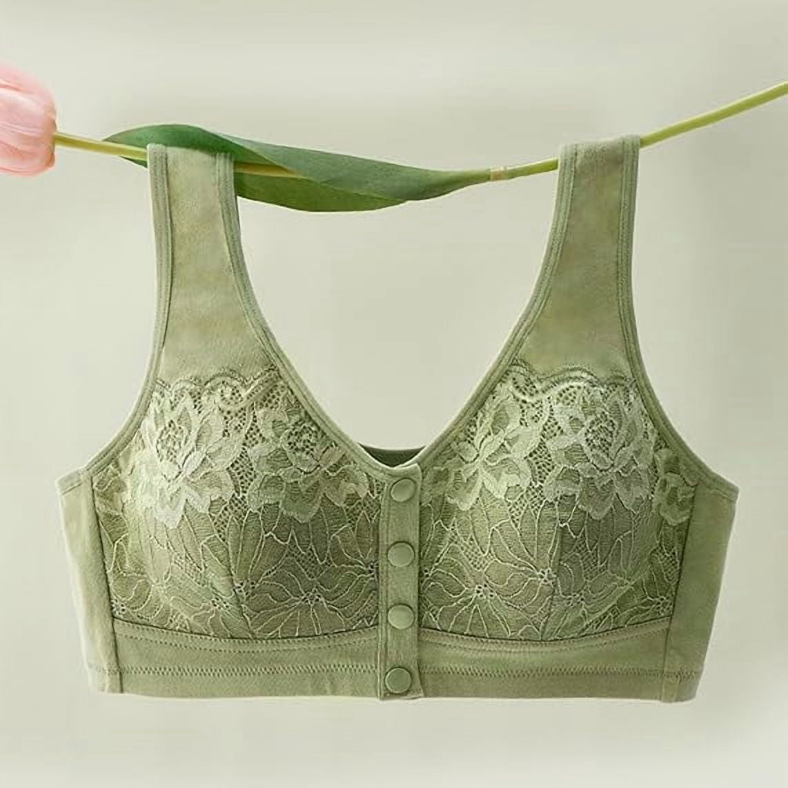 Lenocharm Bra, Posy Bra - Comfortable Front Button Wireless ShapingBra, Full Coverage Breathable CottonBra（Gray,Large）